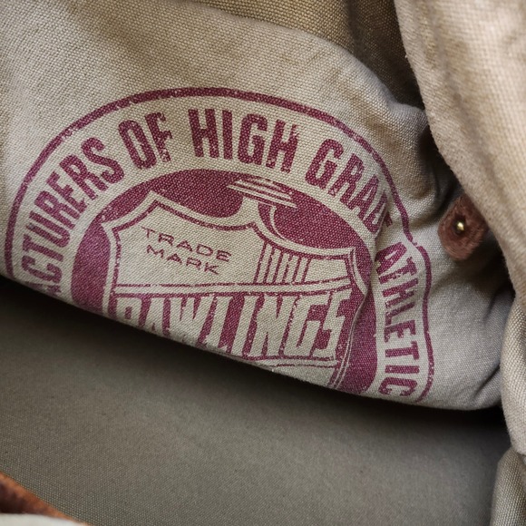 Rawlings Tan Canvas Brown Leather Duffle Bag Weekender The Finest In The Field - Picture 9 of 13